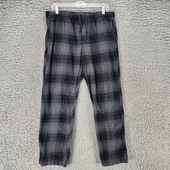 Gap Pants Mens Medium Gray Plaid Flannel Mid Rise Pajama Sleep Pants *GUC* - Picture 1 of 12